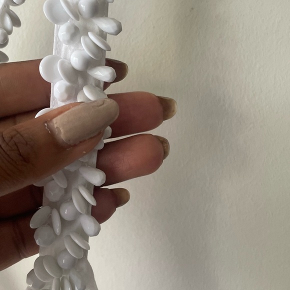 Moda International White Flowy Tank with Beaded Straps - Picture 7 of 8